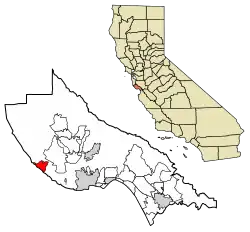 Location of Davenport in Santa Cruz County, California.