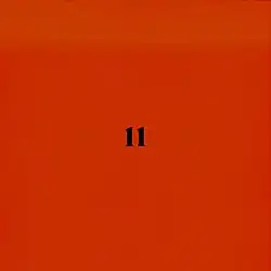 An orange background with "11" in black
