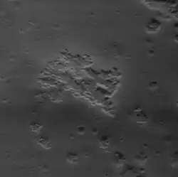 Detail of hollows in Scarlatti crater. Image width is about 3 km.