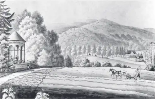 The Clotildenslust pavilion in the park around 1826