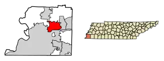 Location of Bartlett in Shelby County, Tennessee.