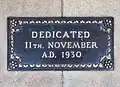 11 November 1930 dedication plaque – Shrine of Remembrance