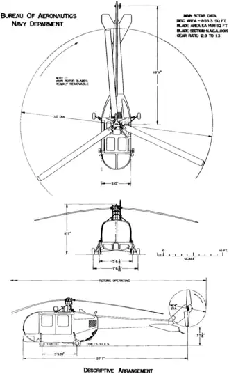 3-view line drawing of the Sikorsky HO5S-1
