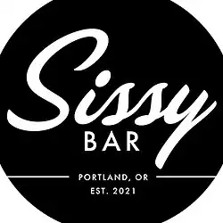 Black-and-white graphic logo with the text 'Sissy Bar', 'Portland, OR', and 'Est. 2021'