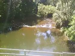Six Mile Run after the D&R Canal and before the Millstone River, viewed from the canal towpath