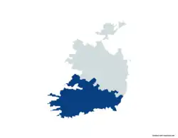 Southern Ireland in blue