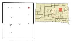 Location in Spink County and the state of South Dakota