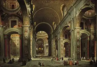 The Nave of St. Peter's Basilica in the Vatican (1735), oil on canvas, 153 x 219.7 cm., Norton Simon Museum