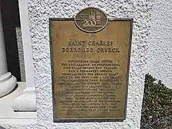 St. Charles Borromeo Catholic Church Historical Plaque