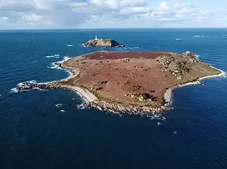 Birdseye view of an uninhabited island