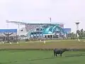 View of stadium from the rice fields.