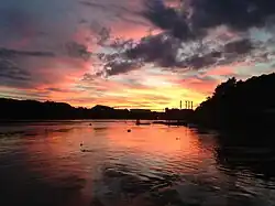 Sunset over the Piscataqua River on the Long Reach, Eliot on right, September 2014