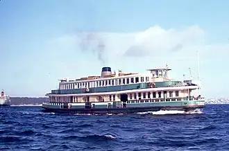 Kosciusko off Cremorne Point as a diesel vessel, 1973