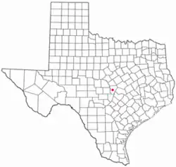 Location of Sage within Burnet County, Texas.