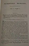 First page of volume I of Scientific Memoirs (1841)