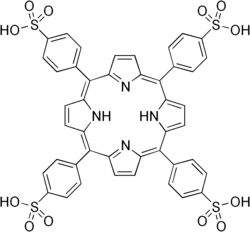 Skeletal formula of tetraphenylporphine sulfonate
