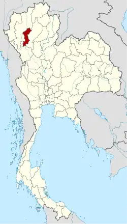 Map of Thailand highlighting Lamphun province