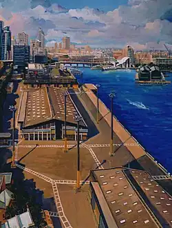 'The Hungry Mile from the Harbour Control Tower 2', 2008, gouache on paper, 101 x 76 cm, © Jane Bennett