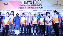 Group of athletes sporting Indian official kit