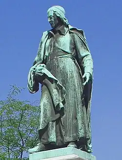 Image 25The sculpture of the poet Valentin Vodnik (1758–1819) was created by Alojz Gangl in 1889 as part of Vodnik Monument, the first Slovene national monument. (from Culture of Slovenia)