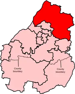 Map showing the location of the Thornbury and Yate constituency in Avon under the boundaries created by the 2023 boundary review and first used at the 2024 general election.