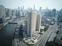 Aerial view of the subdistrict along the Hai River, 2019