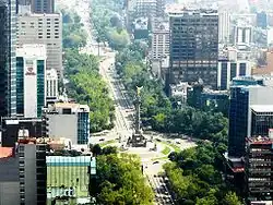 Reforma and the Angel of Independence as seen from the Torre Mayor