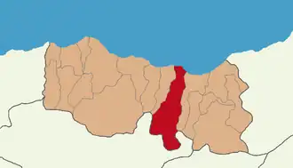 Map showing Araklı District in Trabzon Province