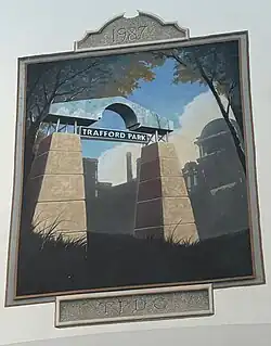 A mural depicting a Trafford Park Development Corporation archway