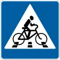 Cyclist crossing crossing (placed on left side of road)