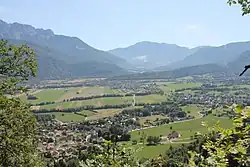 Faverges Valley, viewed from the oratory of Entrevernes, with the summit of La Belle Étoile (1841 m) in the background.