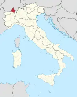 Map highlighting the location of the province of Verbano-Cusio-Ossola in Italy