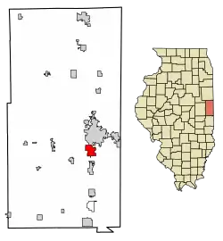 Location of Tilton in Vermilion County, Illinois.