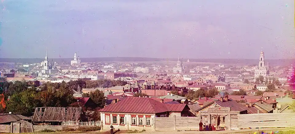 Spires of main churches (left to right): Epiphany, Ascension, Catherine, Bolshoi Zlatoust[35]