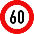 127: Maximum speed limit (60 km/h)