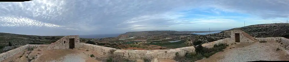 A view from the farmhouse and the two staircases that are said to appear as horns