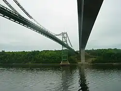 The Waldo-Hancock and Penobscot Narrows Bridges entering Verona Island viewed from below (2007)
