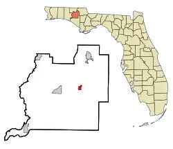 Location in Washington County and the state of Florida