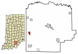 Location of Livonia in Washington County, Indiana.