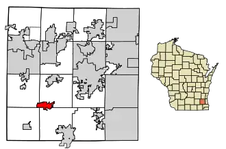 Location of North Prairie in Waukesha County, Wisconsin.