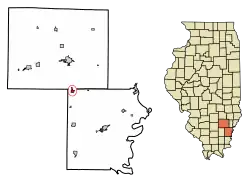 Location of Mill Shoals in Wayne County, Illinois.
