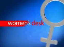 An image of women's gender symbol, over a blue background. The show title is displayed on the left side of the image. A red dash is seen behind the text "Women's".