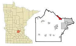 Location of the city of Monticello within Wright County, Minnesota