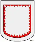An orle Gules indented on its inner edge