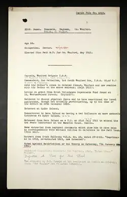 British Army intelligence file for James Ryan